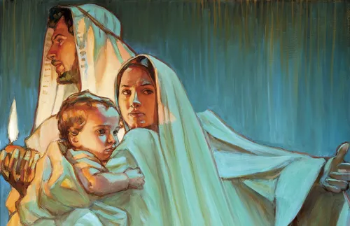 Mary and Joseph with baby Jesus