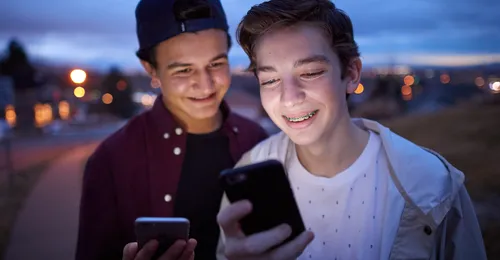 young men with smartphone