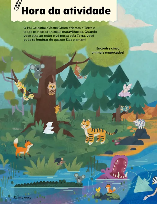 Página em PDF mostrando uma cena da natureza com muitos animais