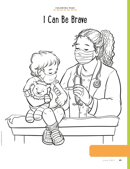 child holding stuffed animal and getting a shot