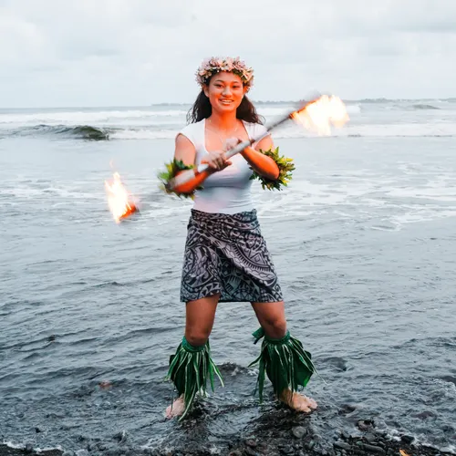 young woman with a torch