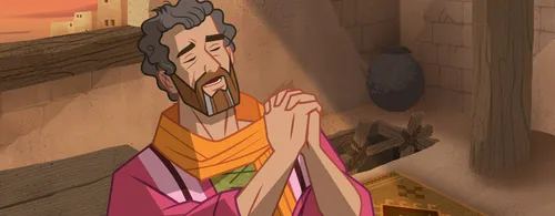 Illustration of Moses praying