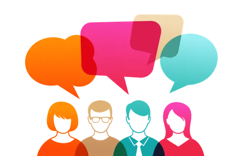 people with thought bubbles