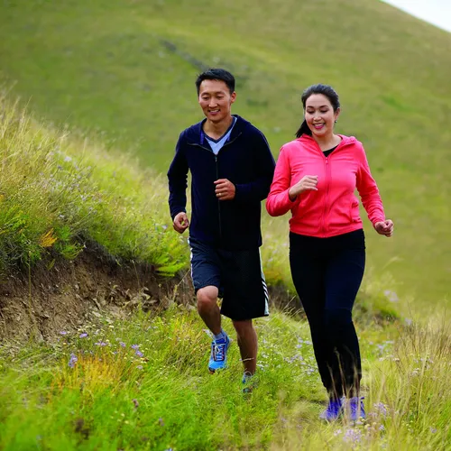 a man and a woman jogging