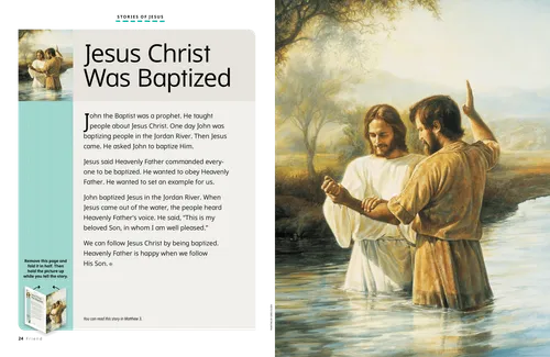 Article with fine art of Jesus Christ being baptized by John the Baptist