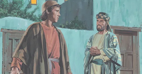 man talking to his son