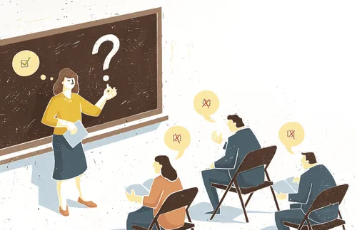 Teacher at blackboard