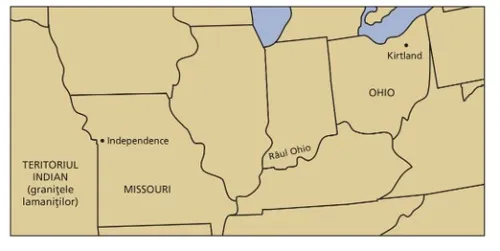 Hartă a teritoriului dintre Independence și Kirtland