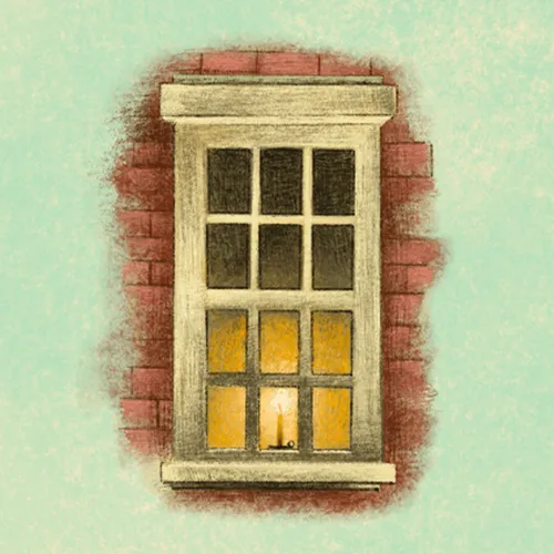 window with candle