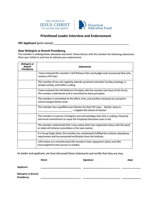 interview and endorsement form