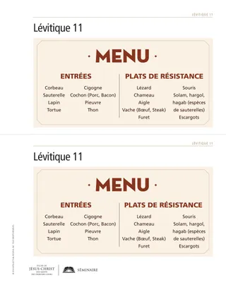feuille à distribuer, menu
