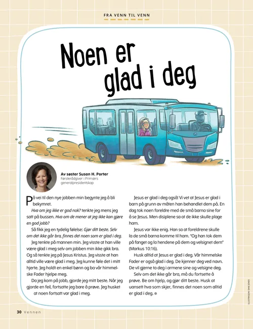 PDF-side med illustrasjon av en kvinne som sitter på en buss