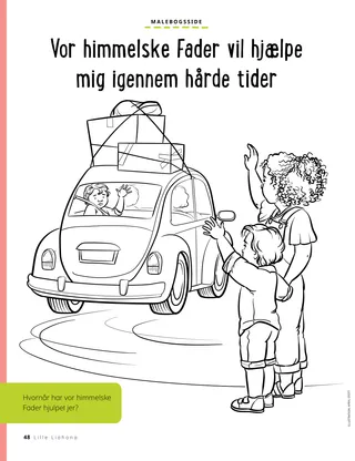 coloring page of boy waving while friend drives away
