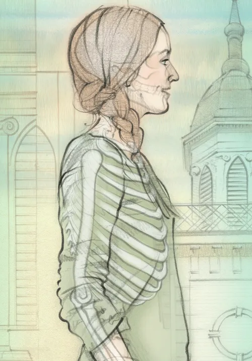 young woman X-Ray, temple blueprint