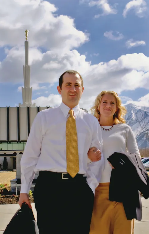couple with temple in background
