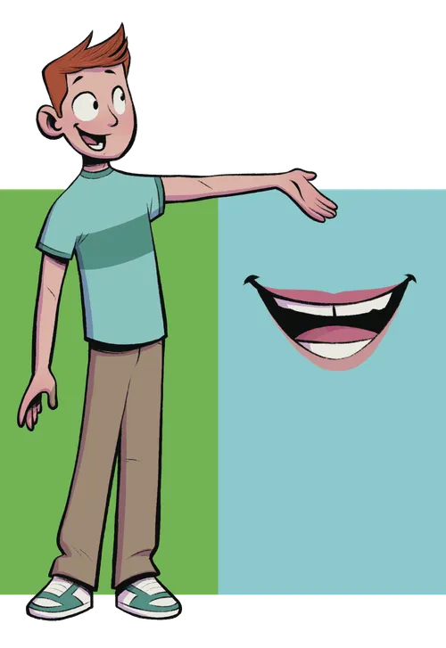 Smiling preteen boy and a smiling mouth