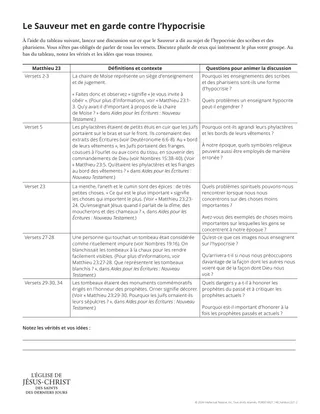 Document à distribuer « Le Sauveur met en garde contre l’hypocrisie »