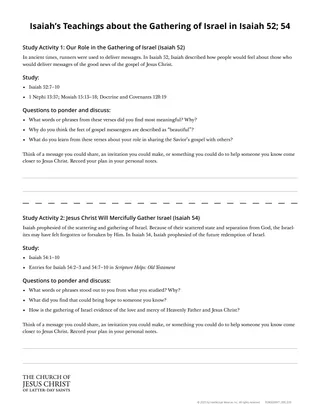 Isaiah’s Teachings About the Gathering of Israel in Isaiah 52 and 54 handout