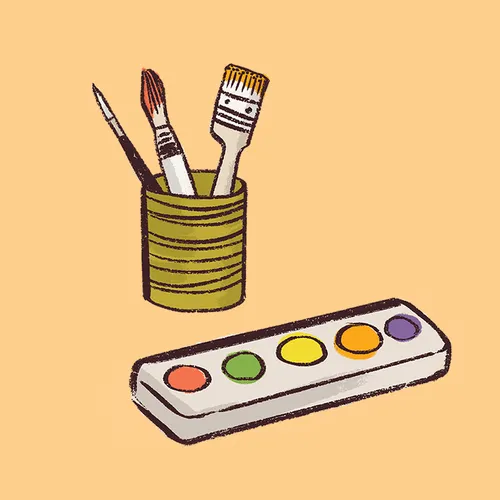 paintbrushes and paint