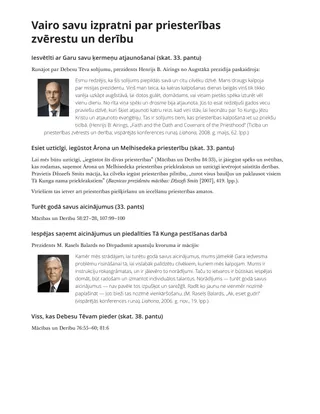 Vairo savu izpratni par priesterības zvērestu un derību