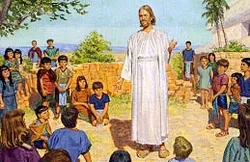 Nephites bring their little children to Jesus