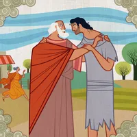 The father and the son hugging each other.