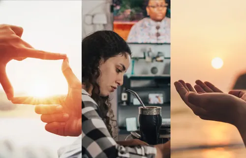 a composite image of different young adults