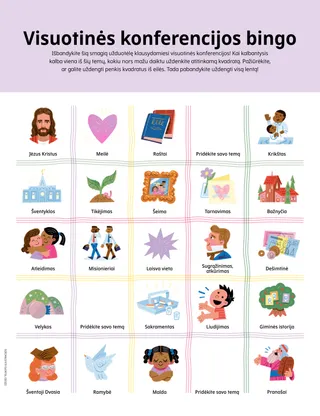 PDF puslapis su iliustruotų piktogramų tinkleliu