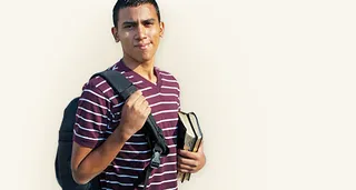 young man with a backpack