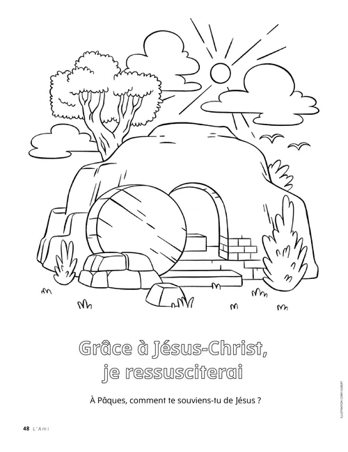 Coloriage du tombeau vide du jardin du sépulcre