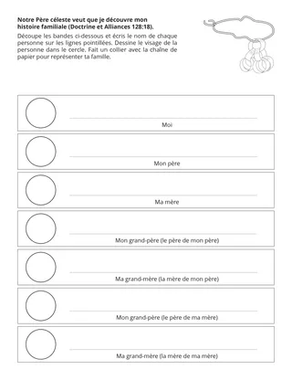 page d’activité : Mon Père céleste veut que je découvre mon histoire familiale
