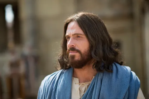 Photograph of actor portraying Jesus Christ in the Bible Videos.