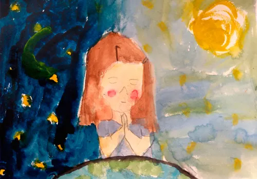 painting of girl praying