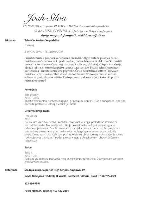 loš primjer životopisa