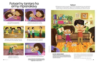 mom telling bedtime story to daughter