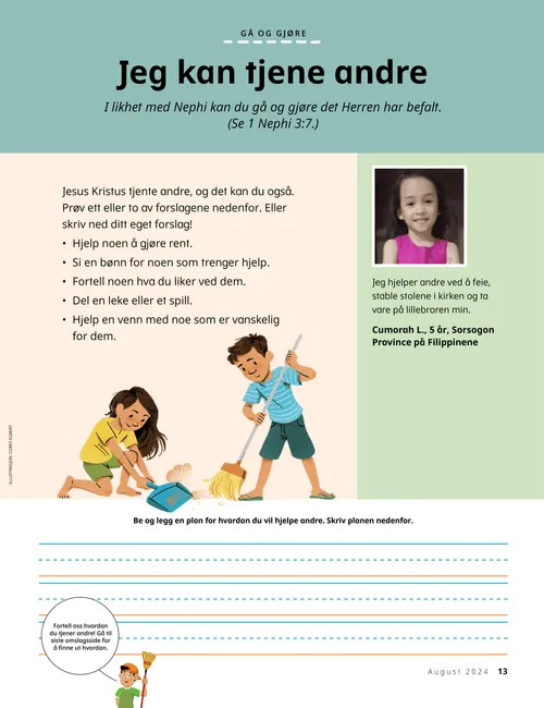 PDF av en gutt og en jente som gjør rent med kost og feiebrett