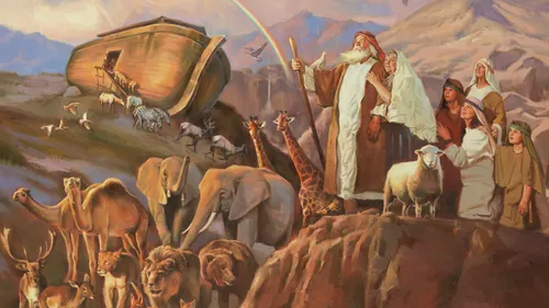 Noah and his family leave the ark