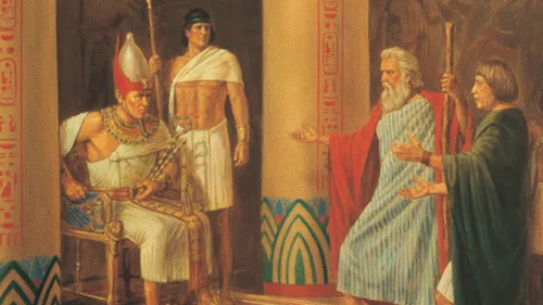 Moses and Aaron in the court of Pharaoh