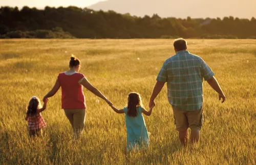family in field