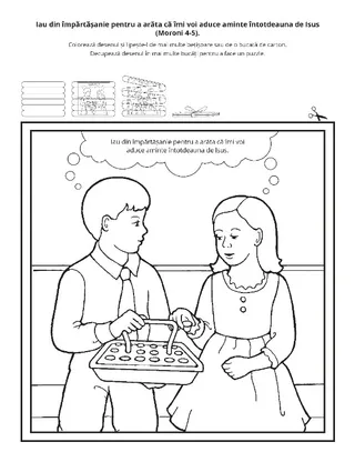 Pagină cu activități: Eu iau din împărtășanie pentru a-mi aminti de Isus Hristos