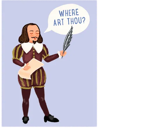 hakespeare talking with a speech bubble
