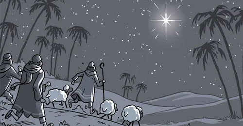 shepherds following star
