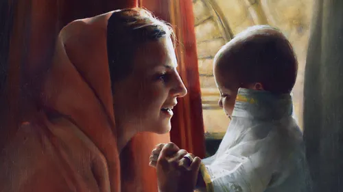 Hannah with her son, Samuel, as a baby