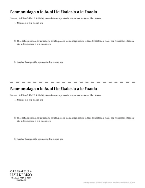 Pepa e tufatufa atu O Faamanuiaga o le Auai i le Ekalesia a le Faaola