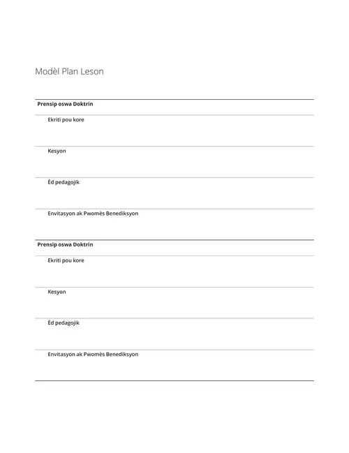 Egzanp sou Fason pou Planifye Leson