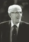 President Ezra Taft Benson smiling.  Photographed at the October 1982 general conference.