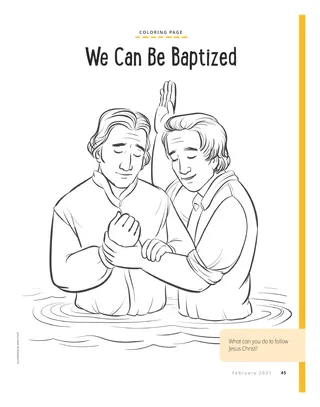 coloring page of Joseph Smith being baptized