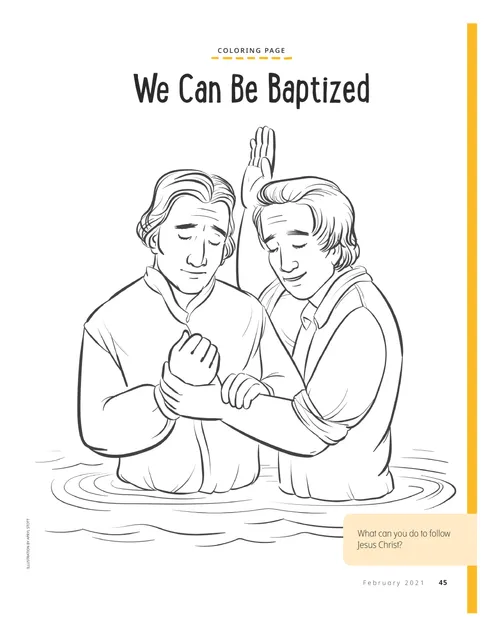 Coloring page PDF of Joseph Smith baptizing Oliver Cowdery