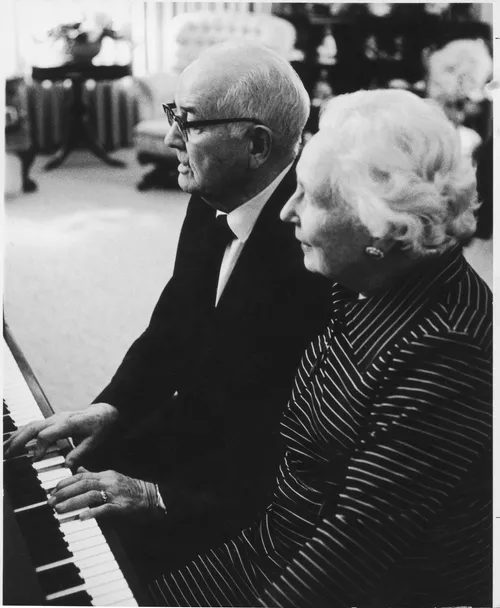 President and Sister Kimball at piano