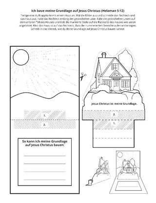 Seite mit der Aktivität: Ich baue meine Grundlage auf Jesus Christus